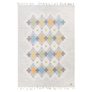 Doris Leslie Blau Vintage Swedish Flat Weave Rug by Erik Lundberg For Sale