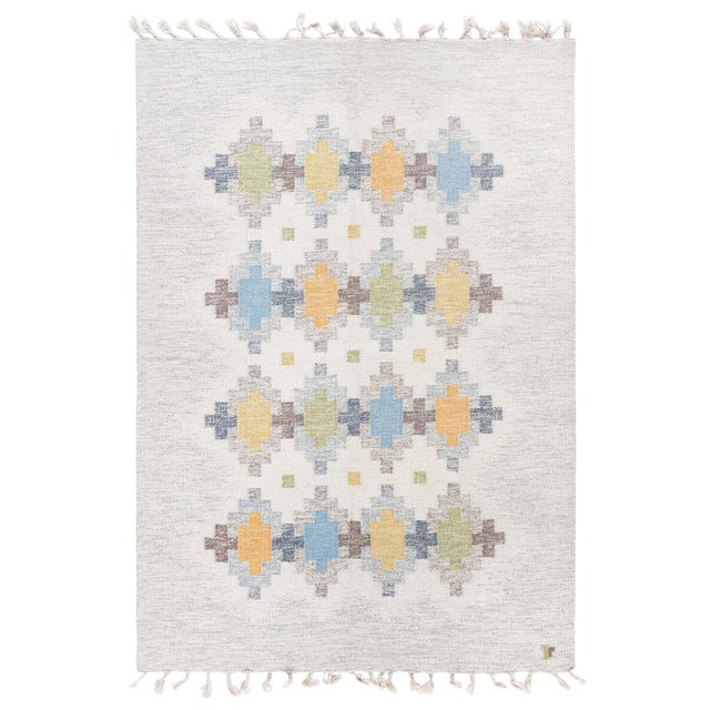 Doris Leslie Blau Vintage Swedish Flat Weave Rug by Erik Lundberg For Sale