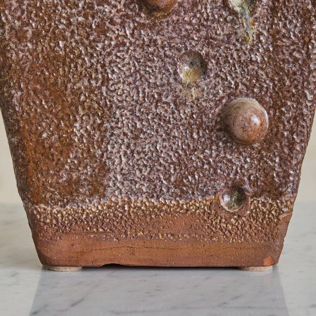 Brown French Textured Purple Ceramic Vase, 1970s For Sale - Image 8 of 11