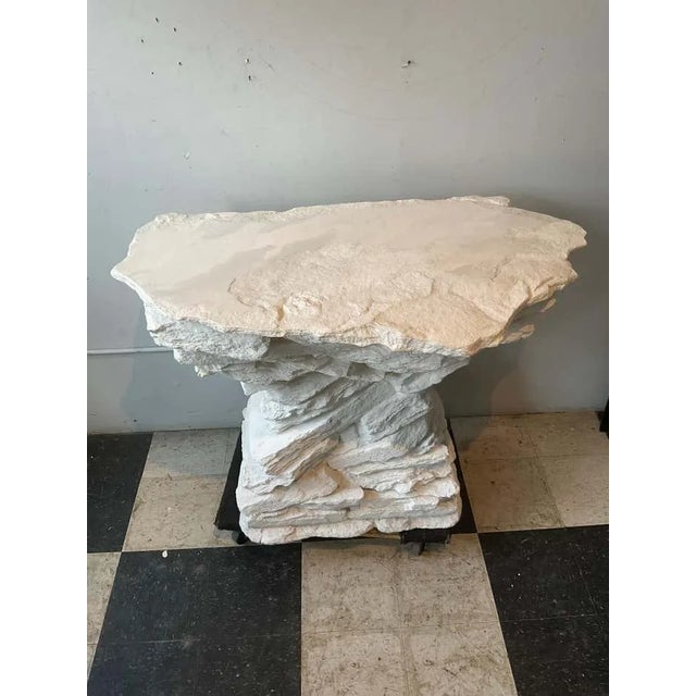 Sculpture Materials Sirmos 1970s White Quarry Rock Plaster Console After Emilio Terry For Sale - Image 7 of 8