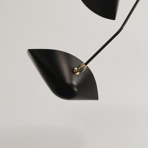 Modern Black Five Curved Fixed Arms Spider Ceiling Lamp by Serge Mouille For Sale - Image 6 of 12