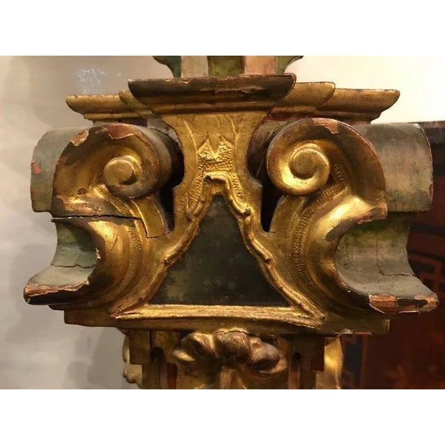 A Continental Italian Gilt Distressed Continental Pedestal For Sale - Image 9 of 11