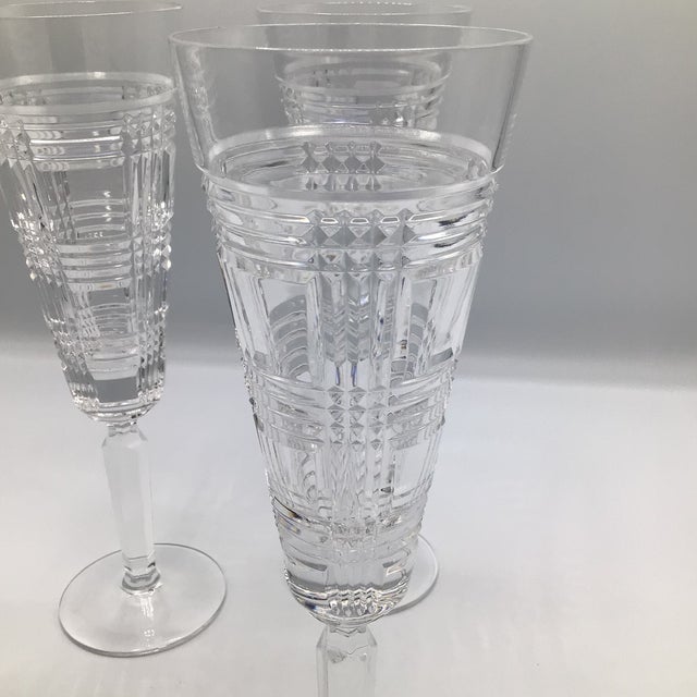 1990s Ralph Lauren Classic Crystal Glen Plaid Champagne Flutes - Set of 4 For Sale - Image 11 of 12