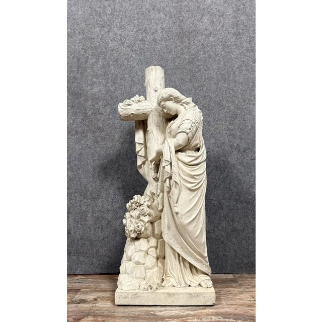 Religious Statue, 1880, Whitewashed Terracotta For Sale - Image 6 of 6