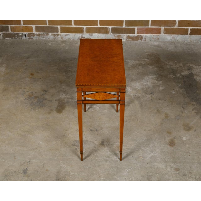 French 19th Century Burlwood Folding Table with Inlaid Accents and Diamond Motif For Sale - Image 12 of 12