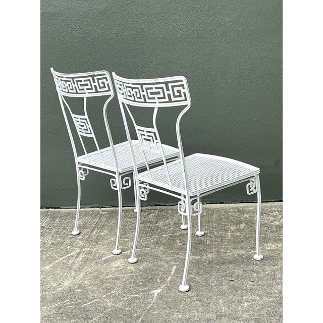 Vintage Salterini Greek Key Wrought Iron Dining Chairs - A Pair For Sale - Image 9 of 12