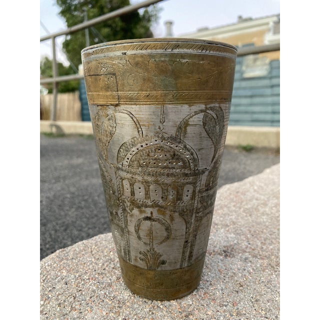 Antique Anglo Raj Mughal Hand-Spun Silver & Copper Beaker For Sale - Image 13 of 13