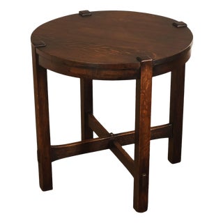 Early Gustav Stickley Mission Oak 26 Inch Round Table #439 For Sale