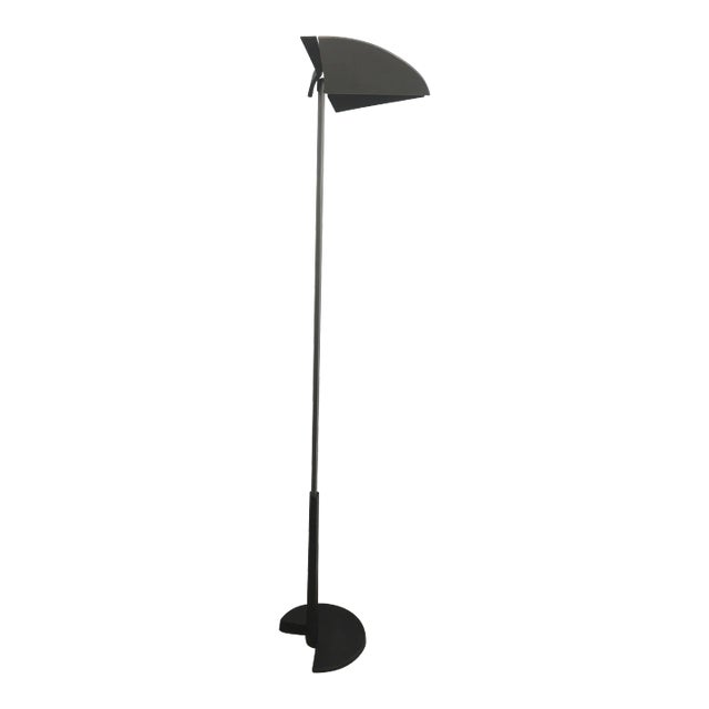 1980s Bruno Gecchelin for Gruppo Skipper. Floor Lamp in Grey Enamel with Mat Black Rub For Sale