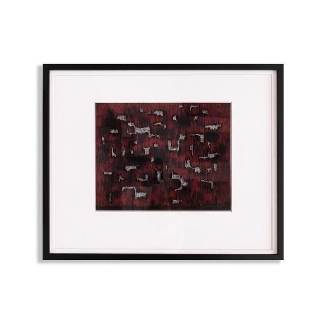 Modern Gerhard Uhlig, Untitled, 1955, Chalk on Paper, Framed For Sale - Image 3 of 3