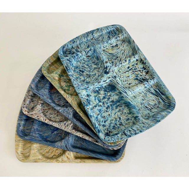 Melamine Spin-Art Divided Trays - Set of 6 For Sale - Image 9 of 10