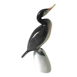 Hand Painted Porcelain Black Cormorant / Shag Bird Figure From Europe