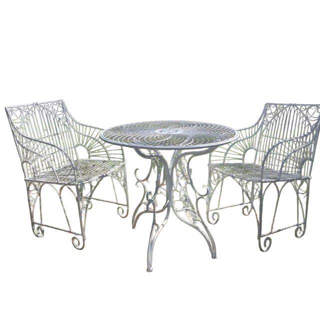Metal Vintage Wrought Iron Patio Seating For Sale - Image 7 of 8