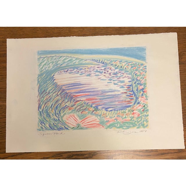 Drawing/Sketching Materials Squam Pond, Nantucket – 1984 Signed Pastel Landscape by Robin Jones For Sale - Image 7 of 10