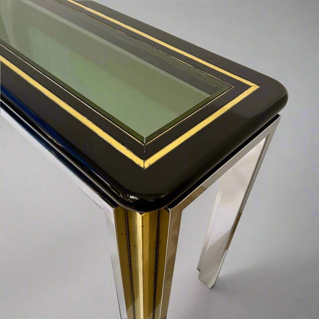 1970s Late 20th-Century Chrome, Brass and Glass Console Table by Romeo Riga, Italy For Sale - Image 5 of 6