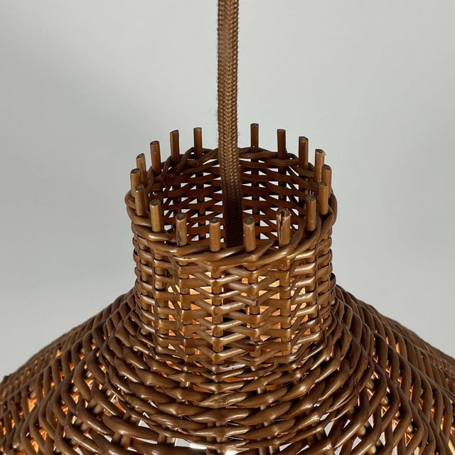 Mid-Century Rattan & Wicker Pendant, Sweden, 1960s For Sale - Image 6 of 16