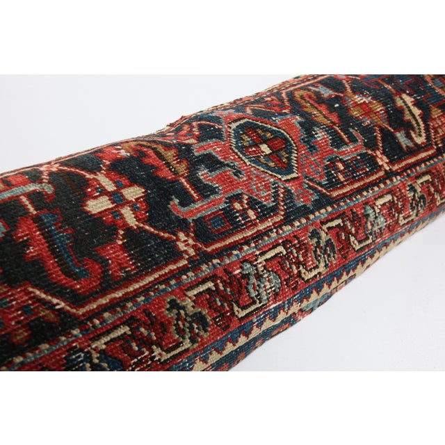 Navy Blue Handwoven Decorative Throw Rug Cushion – Antique Tribal Lumbar Cover -16'' X 48'' For Sale - Image 8 of 10
