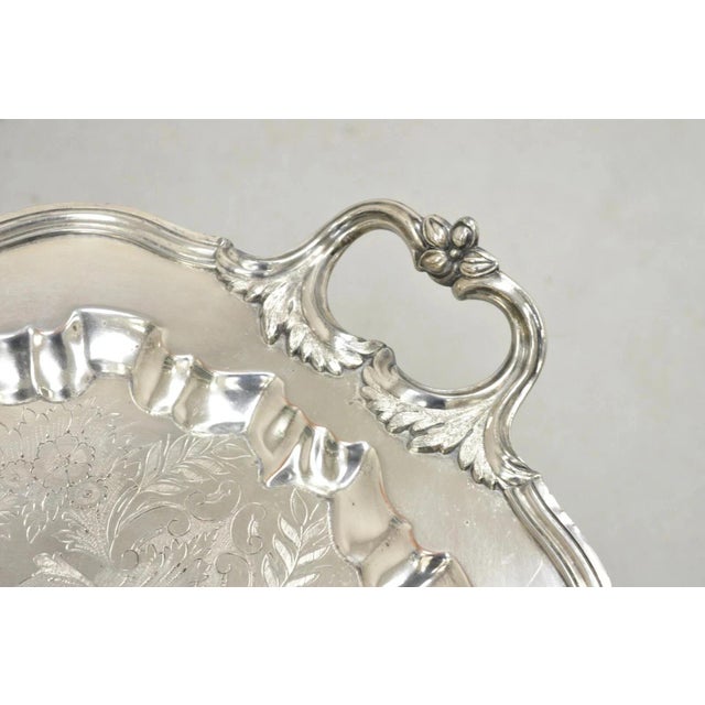Vintage English Sheffield Victorian Silver Plated Oval Scalloped Platter Tray For Sale - Image 10 of 10