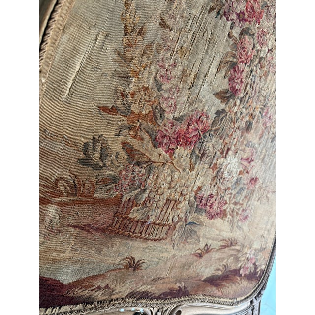 French Antique 19th C French Louis XV Revival Gilt Wood & Woven Tapestry Fire Screen For Sale - Image 3 of 12