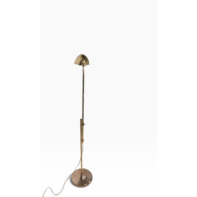 Metal Late 20th Century Adjustable Brass Shell Shade Floor Lamp For Sale - Image 7 of 9