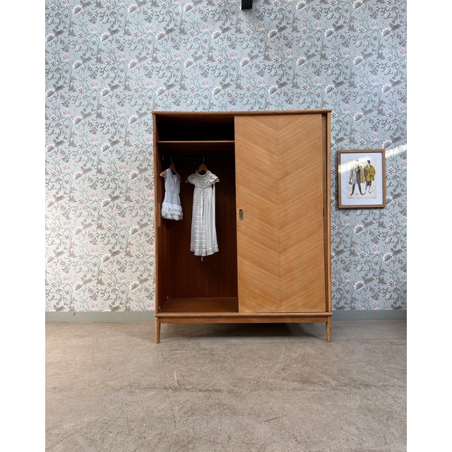 Vintage Wardrobe with Hanging Space and Sliding Doors, 1950s For Sale - Image 12 of 15