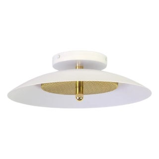 Signal Bathroom Flush Mount Ceiling Light, White & Brass, by Souda, Modern, Minimal, Led, Surface Mount Lamp For Sale
