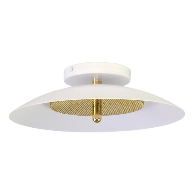Signal Bathroom Flush Mount Ceiling Light, White & Brass, by Souda, Modern, Minimal, Led, Surface Mount Lamp For Sale