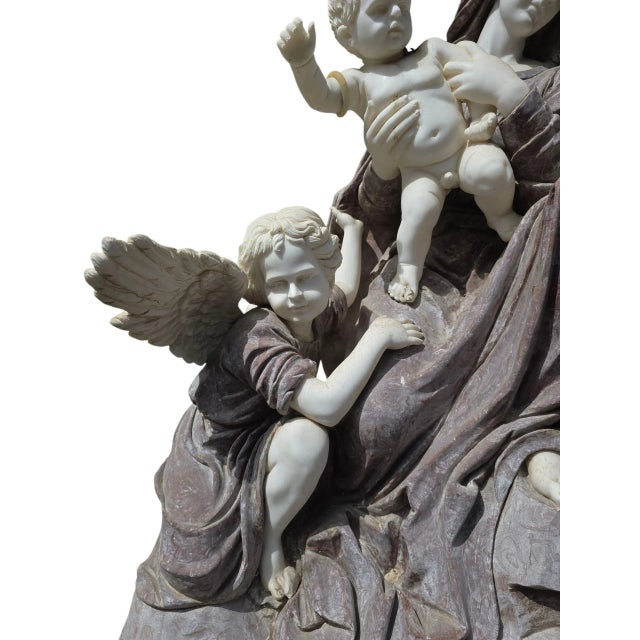 1980s Virgin Mary with Cherubs, 20th Century, Marble For Sale - Image 5 of 9
