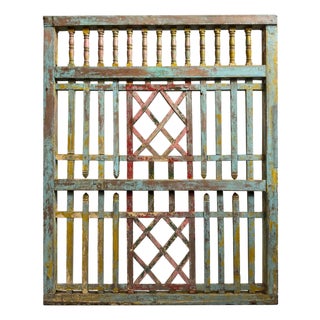 Vintage Indian Boho Painted Screen Panel For Sale