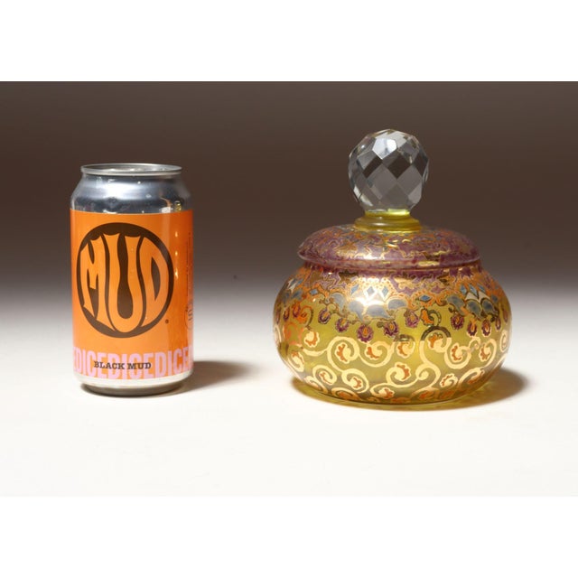 1920s Vintage Bohemian Czechoslovakian Glass Powder or Trinket Jar With Crystal Finial For Sale - Image 5 of 18