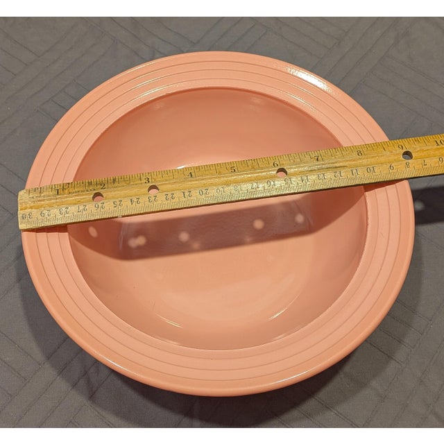 Vintage 1940s Hazel-Atlas "Moderntone" Platonite Pastel Serving Set - Oval Platter & Large Bowl For Sale In Des Moines, IA - Image 6 of 7