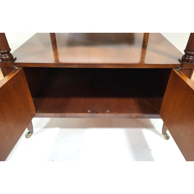 Vintage American Mahogany Double Door Two Tier Sofa End Table Cabinet For Sale - Image 12 of 14