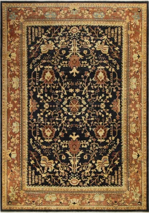 1990s Rustic Kafkaz Dark. Blue/Brown Wool Rug -9'11 X 13'9