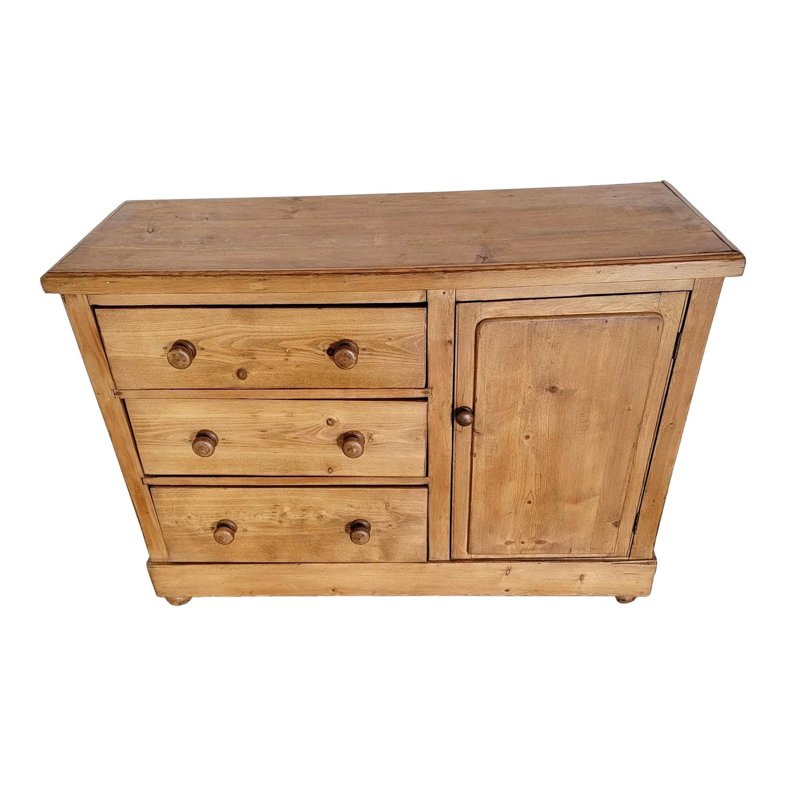 Antique Pine Dresser Base With 3 Drawers and Storage Compartment From ...