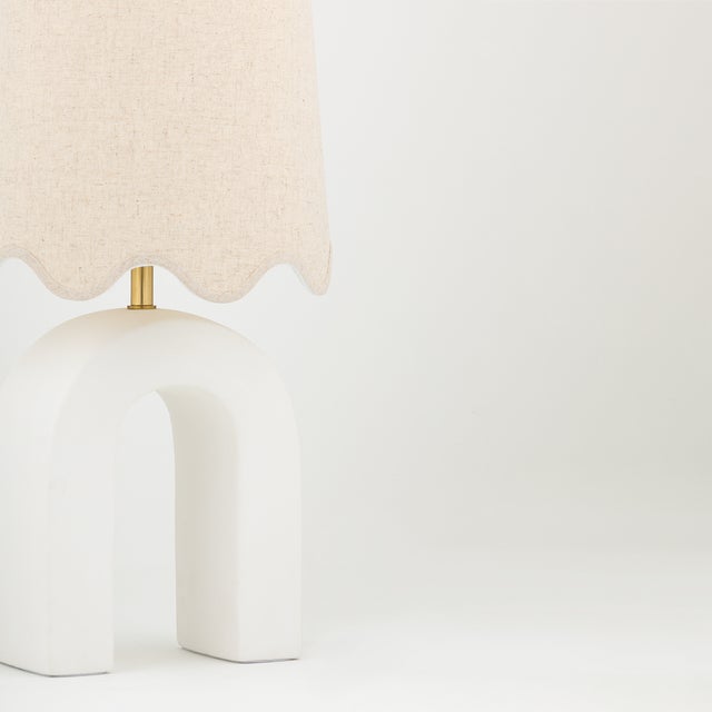 Mitzi Mitzi Roshani 12.25 in. 1 Light Table Lamp in Aged Brass and Ceramic Matte White Finish For Sale - Image 4 of 11