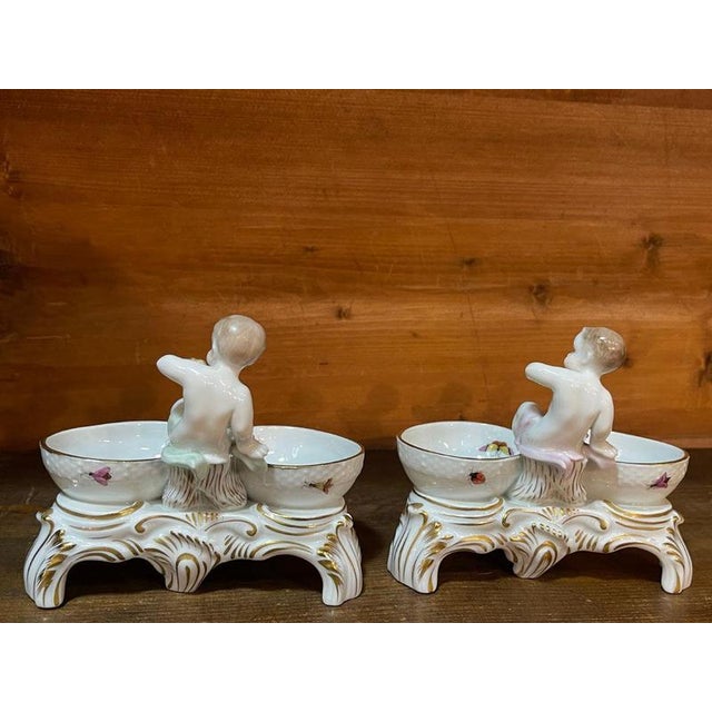 White Porcelain Salt Cellars by Rotschild for Herend, Hungary, 1960s, Set of 2 For Sale - Image 8 of 15