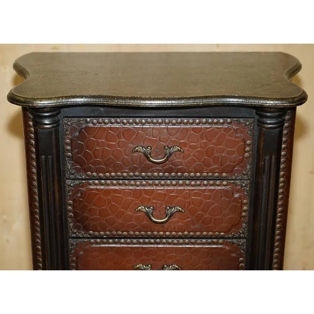 Faux Crocodile Leather Nightstands, Set of 2 For Sale - Image 4 of 18