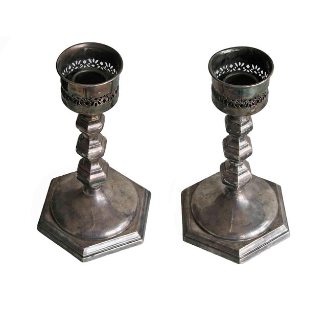 Mid 20th Century Mid Century Gorham English Style Candlestick Holders - A Pair For Sale - Image 5 of 7