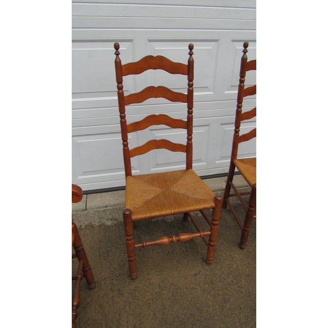 Vintage Rush Ladderback Kitchen Dining Room Chairs For Sale - Image 4 of 10