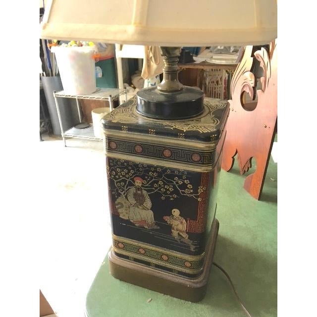 Chinoiserie Early 20th Century Chinoiserie Tea Canister Lamp For Sale - Image 3 of 12