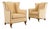 Pair of Henredon Butter Upholstered Wingback Club Chairs For Sale