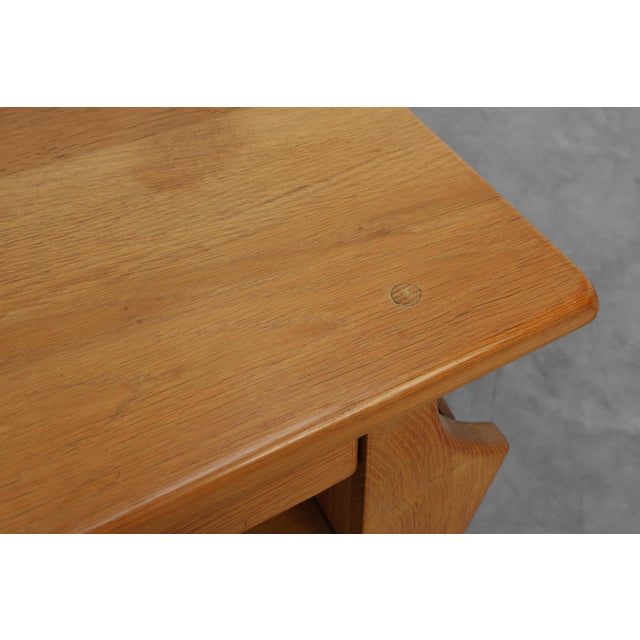 Mid-Century Modern French Blonde Oak Side Table, 1980s For Sale - Image 10 of 11