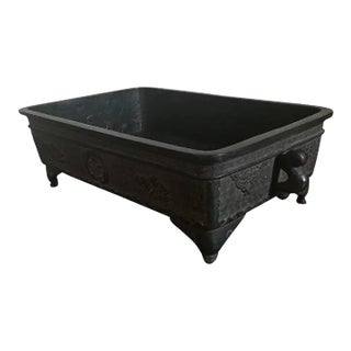 Japanese Bronze Rectangular Footed Bonsai Planter For Sale