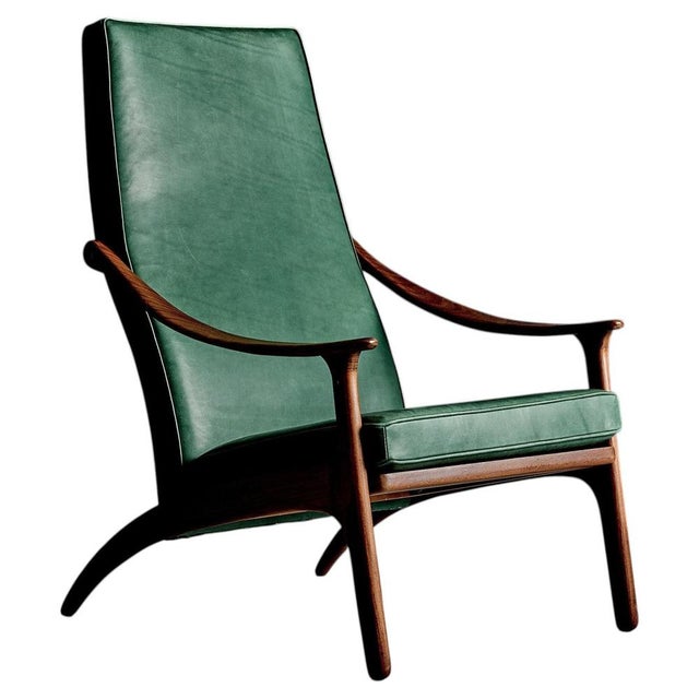Highback Lounge Chair in Teak and Green Leather from Arne Hovmand-Olsen, 1960s For Sale - Image 15 of 15