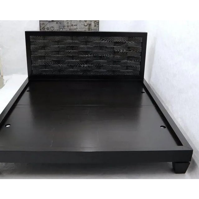 Black Large Large King Size Black Lacquer Cerused Oak Bed Headboard For Sale - Image 8 of 13