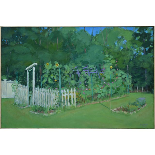 Contemporary Plein Air Painting, the Early Morning Garden, by Stephen Remick, Framed For Sale