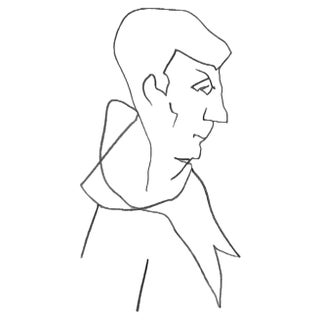 Mino Maccari, Profile, Pencil Drawing, 1960s For Sale