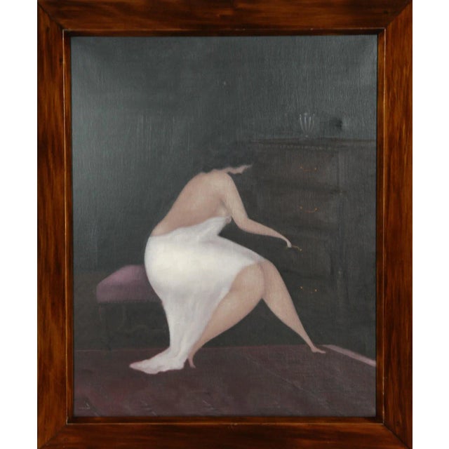 Branko Bahunek, Untitled - Woman With Bureau, Oil on Canvas For Sale