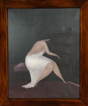 Branko Bahunek, Untitled - Woman With Bureau, Oil on Canvas