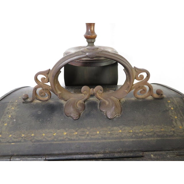 Antique Coal Scuttle Box W/ Reverse Painted Glass of a Buck / Deer ~ Fireplace Functional Art Decor For Sale - Image 15 of 18